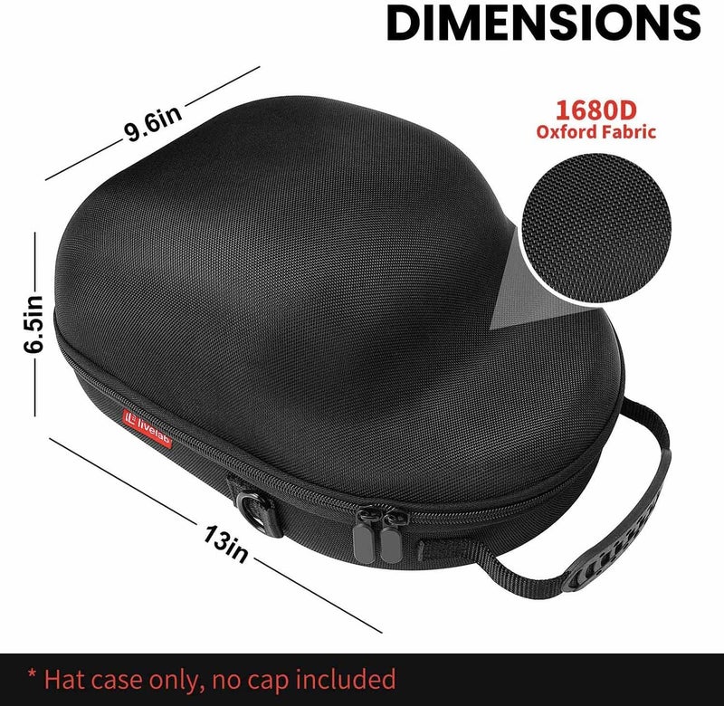 Livelab Hat Case, Hard Hat Case for Baseball Caps, Hat Storage with Carrying Handle & Shoulder Strap, Hat Organizer Protects Up to 6 Hats, Perfect for Travel & Home Storage - Black - Image 5